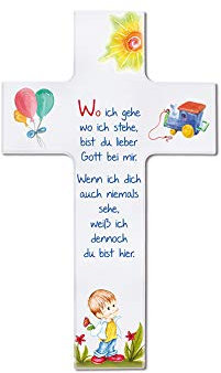 Fritz Cox Kinderkreuz 'Wo ich gehe, wo ich stehe' Junge 20cm weiß