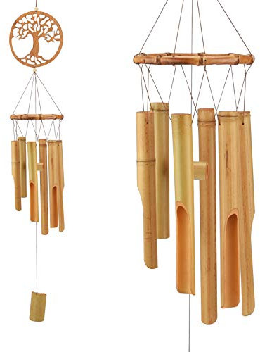 JOELELI Wind Chimes, Wooden Wind Chime Handmade Decor Personalised Music Chimes for Garden, Outdoor, Outside, Patio, Home and Indoor(Tree of Life)