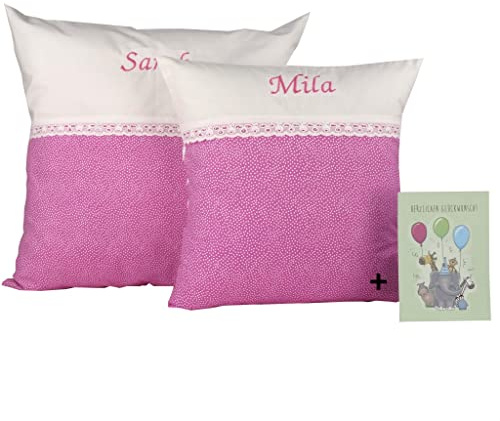 FADENZAUBER Babykissen personalisierbar mit Namen 40x40 cm für Jungs/Mädels