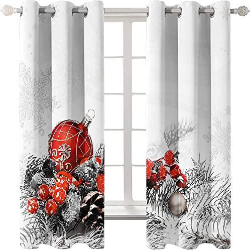 Schiebevorhänge Blickdicht mit Ösen, Treer 3D Winter Schneeszene Drucken Gardinen 2er Set Vorhänge-Set Verdunkelungsvorhänge für Wohnzimmer Schlafzimmer Kinderzimmer (Fallender Schnee,W168xL183)