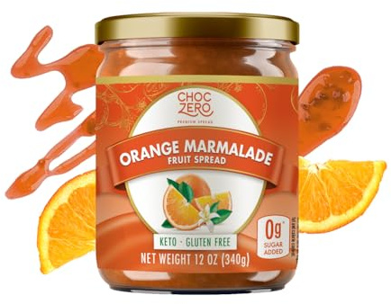 ChocZero Sugar Free Orange Marmalade - Sweet Keto Jam Spread with Oranges - No Added Sugars (1 Jar, 12oz)