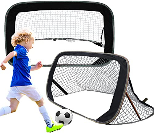 KAIDIDA Profi Pop-Up Fußballtor 2er Set: 120×70×70 cm mobiles Kleinfeldtor für Fußballtraining & Technik-Drills, robust, Rahmenfarbe zufällig