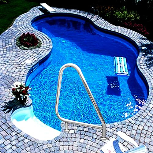 Main courante de sécurité pour piscine Main courante de piscine, rampe d'escalier de piscine courbée en acier inoxydable 304 avec plaque de renfort à montage rapide, échelle de maintien de piscine à p