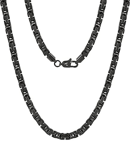 VEXXS Kette Herren 4/6mm, 18K Gold beschichtet Edelstahl Königskette, Byzantinische Goldkette für Herren Damen Mädchen Männer Jungen, Hip Hop Schmuck Geschenk,45-65cm