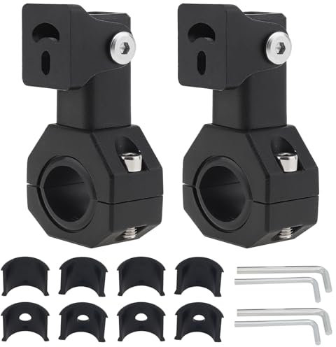 Windance Lot de 2 supports de serrage en alliage d'aluminium pour feux de brouillard auxiliaires, réglage à 360 degrés, support de montage horizontal pour pare-buffle