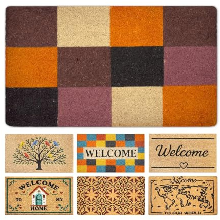 LUA VIKA Coir Doormat - Cuadros - 40x70 cm - Outdoor Door mat - Front Door mat outside - Doormats outside