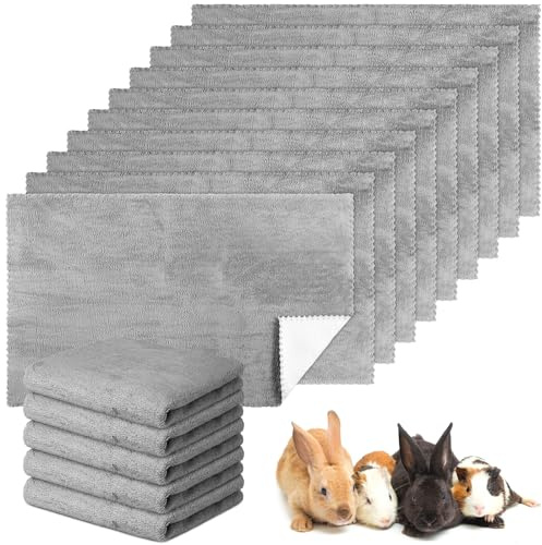 Panelee Waschbare Haustier Decken 10 Stück, Grau 88 × 55 cm | Wasserdicht, Wiederverwendbare Schlafmatte, Saugfähige Käfig Einlagen, für Hunde Meerschweinchen Hase Katze