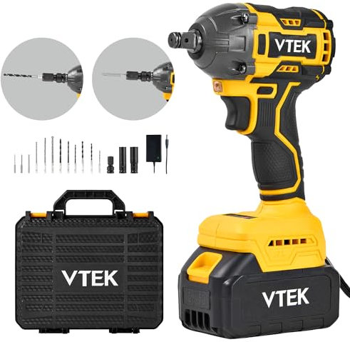 VTEK Avvitatore a Impulsi Brushless 400 N.m, potente avvitatore a percussione 295 ft-lbs, avvitatore a percussione 1/2 per livelli di veicolo