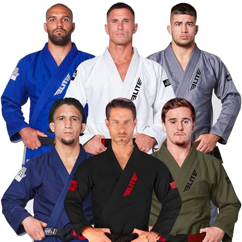 Elite Sports BJJ GI Kimono da uomo IBJJF Jiujitsu GIS con tessuto prelavato e cintura inclusa (vedi guida speciale alle dimensioni)