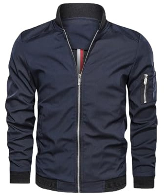 Shuanghao Leichte-Dünne Stehkragen - Herren Bomberjacke-Klassische Jacke Outdoor Reißverschluss Sportjacke Frühling Freizeit Lässige Winddichte Sommer Herbst Blouson Übergangsjacke