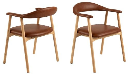 designimpex Design Esszimmerstuhl SA-1 Cognac Braun Stuhl Stühle Leder Brandy, Farbe:Cognac Braun
