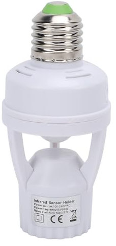 Zócalo de Luz con Sensor de Movimiento, Casquillo de Bombilla con Rosca E27, Adaptador de Portalámparas Activado por Movimiento para Hoteles, Restaurantes, Tiendas, Pasillos, etc