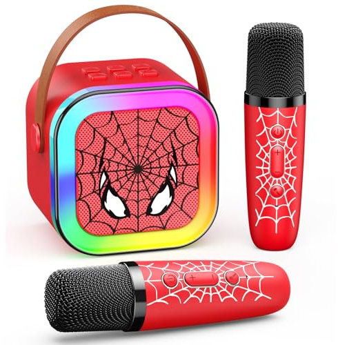 Braxe Karaoke 2 Microfonos Inalambricos, Spider Juguetes Niños 3-12 Años Karaoke Infantil Regalo Niño 3-12 Años Micrófono Karaoke Niños Juguete Niña Microfono Inalambrico Karaoke Regalo Pascua Niña