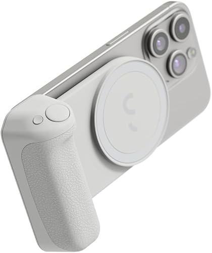 ShiftCam SnapGrip – mobilt batterigrepp med trådlös slutarknapp – magnetisk montering fästs på vilken telefon som helst – inbyggd powerbank med Qi trådlös laddning – bordsdocka | sten