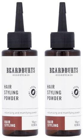 Beardburys Essentials Hair Styling Powder | Polvo Volumen Pelo Hombre, Texturizador, Efecto Mate, Levanta la Raíz, Polvo Voluminizador, Vegano. Da Volumen y Cuida tu pelo - Pack 2 Uds 16gr x 2