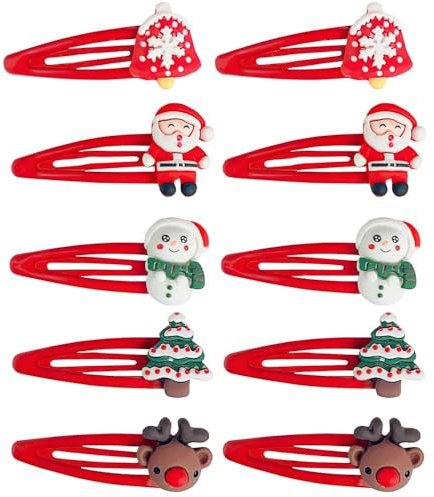 10 Stück Haarspange Weihnachten, Weihnachts Haarschmuck, Rentier Spangen, Haarspangen Kinder, Weihnachts Deko Haar Haarnadeln, Weihnachten Geschenke Haarklammern für Mädchen Damen