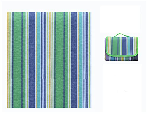EUZLKDXU Picknickmatte wasserdichte Oxford Faltbare Outdoor Camping Matte Erweitern Picknickmatte Plaid Beach Decke Multiplayer Matte Picknickdecke(Green Stripe,150cm x 200cm)