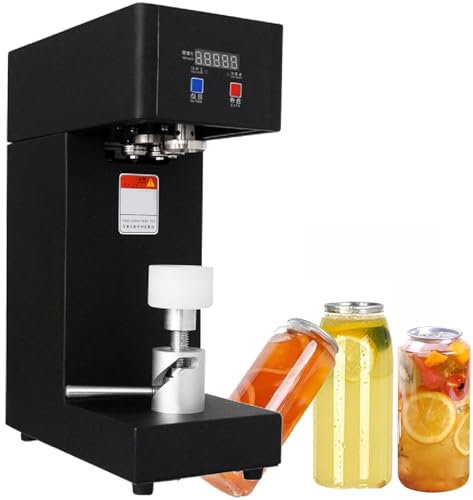 lwjunmm Electric Can Seamer,180W Electric Cup Sealer Machine Sealing,Tin Can Seaming Closing Machine with Intelligent Control Panel,for Sealing max 20cm Height Bottle,Black