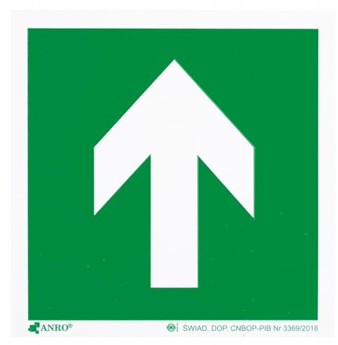 PRINTIMA 15x15cm Leuchtendes Sicherheitspfeilschild aus PVC - Richtungspfeil Fluchtwegrichtung, langnachleuchtend/Markierung/Rettungsweg/Evakuierungsweg/Notausgang/Sicherheitsmarkierung