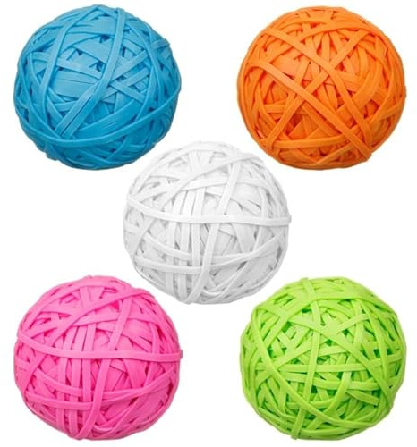 Elastic Band Ball - Contains Over 200 Elastic Bands - Available Colours: Blue, Pink, White, Green, Orange - Pack Of 2 (Random Two Colour)