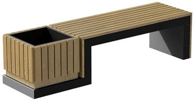 Bench with Planter Box, Outdoor Park Landscape Public Rest Bench with Planting Box Shopping Mall Garden Antiseptic Wood Flower Box Seating Combination Sitting Bench Antiseptic Wood Bench Garden Bench