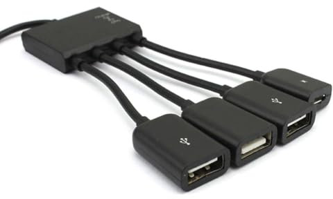 divuukyi Hub USB OTG con conmutación de carga 1 a 4 microUSB tipo C, cable de carga para múltiples dispositivos simultáneamente