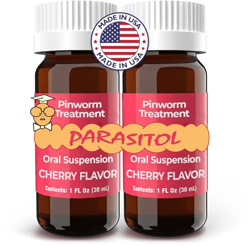 PARASITOL Pinworm Medicine for Family | Effective Deworming Formula with Pyrantel Pamoate, Quick Relief for All Ages, Easy Liquid Form, Safe & Gentle, Human Dewormer for All Parasites, 1 Fl Oz, 2-Pack