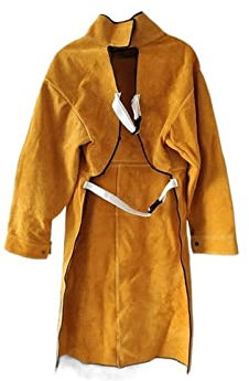 YQVEOT Mandil de Soldador, Chaqueta de Soldadura de la Ropa de protección del Delantal de Cuero Overal de Servicio Pesado
