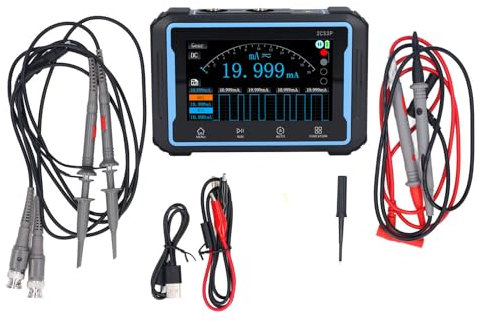 Oscilloscope Torvex, portée multimètre de poche 2 canaux avec bande passante de 50 MHz et taux d'échantillonnage de 250 msa, multimètre d'oscilloscope de générateur de signal DDS
