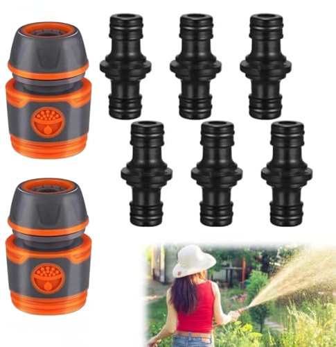 8 PCS Hose Coupling Gardena Kupplung Set - 1/2 Zoll für Gartenschlauch Kupplung für Gardena Schlauchverbinder Anschlussverlängerung Zweiseitige Kupplung