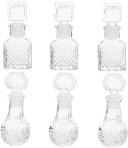 CLISPEED Lot de 6 Bouteilles Décoratives en Verre 50Ml pour Liqueur et Vin Transparentes Carafe à Whisky Portable pour Mariages et Saint-Valentin Propriétés d'Étanchéité