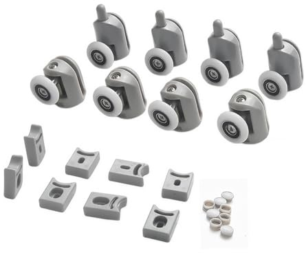DekoTech Shower Door Rollers – Set of 8 – 23mm Diameter Single Shower Door Wheels/Runners/Pulleys – Replacement Parts for Home Bathroom DIY