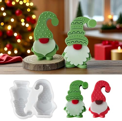 EPODA Silikonform Weihnachten Wichtel Gießformen für Gips DIY Weihnachtsdeko Silikonformen Weihnachtswichtel Giessform