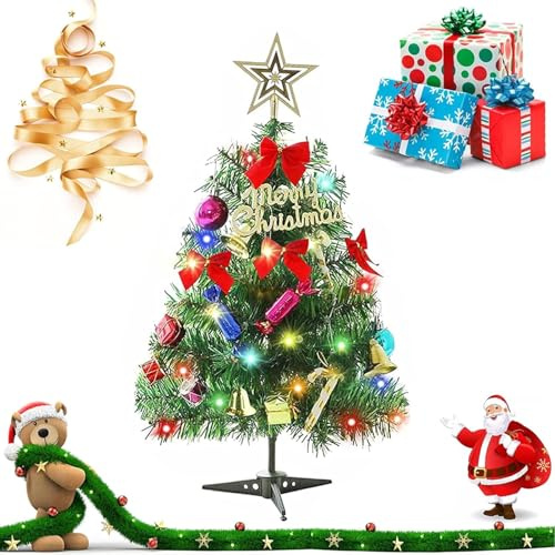 30cm Mini Weihnachtsbaum,Weihnachtsbaum klein beleuchtet,Künstliche kleine tannenbäume,Mini Weihnachts Baum mit LED Lichterketten,Christbaum,Weihnachtsbaum künstlich klein,Weihnachts Baum klein