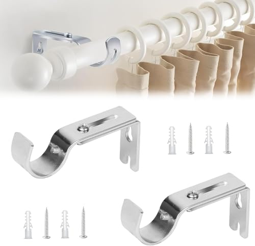SOGHO 2 Stück Gardinenstangen Halterung,Gardinenstange Halterung,Gardinenstangenhalter,Verstellbare,Stangenhalterung Mit Dübelschrauben,Für Rohre Mit 25 Mm Durchmesser, Verwendet Für Gardinenstangen