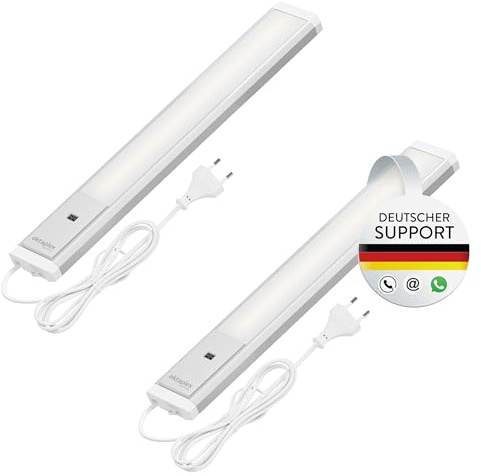 Oktaplex 2er Set Riva LED Unterbauleuchte 40cm flach mit Sensor | 455lm Dimmbar Neutralweiß 4000K Küchenbeleuchtung 6W Unterschrank Beleuchtung silber