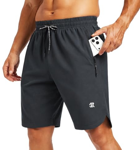 Men's Running Shorts Side Split Athletic Gym Training Shorts with Zipper Pockets Quick Dry Lightweight Performance Workout Bottoms for Marathon Jogging Bodybuilding Fitness Sports Wear