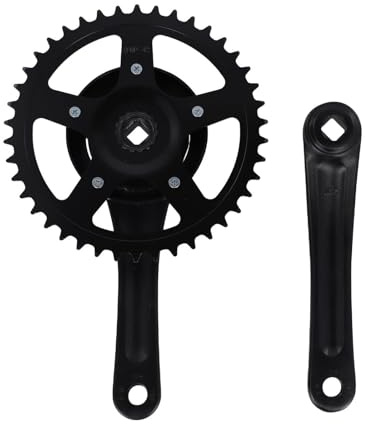 Evenoonest Fahrrad-Kurbelgarnitur aus Aluminiumlegierung, 170 mm, Kurbelarm mit 42T Kettenblatt für E-Bike, Fixie, Rennrad oder Mountainbike, quadratisches Tretlager, schwarzer Singlespeed-Kettensatz