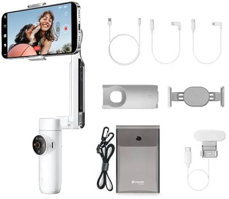 Insta360 Flow Creator Kit (Summit White) – Foldable AI Tracking Smartphone Gimbal, 3-Axis Stabilisation, Built-In Selfie Stick & Tripod, Deep Track 3.0