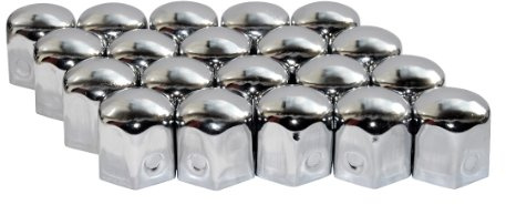 EUFAB 15231 Verchromte Radschraubenkappen, 19 mm, Metall, 20 Stück im Blister, Chrom