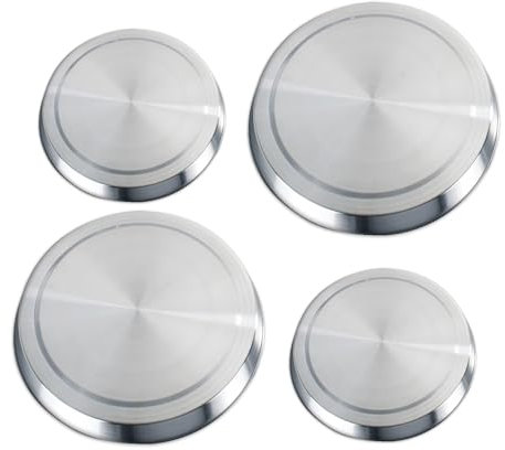 Wenko 2235504100 - Juego de 4 Cubiertas para cocinas eléctricas de Acero Fino Inoxidable, 2 de 16 x 2 cm y 2 de 20 x 2 cm, Color Gris