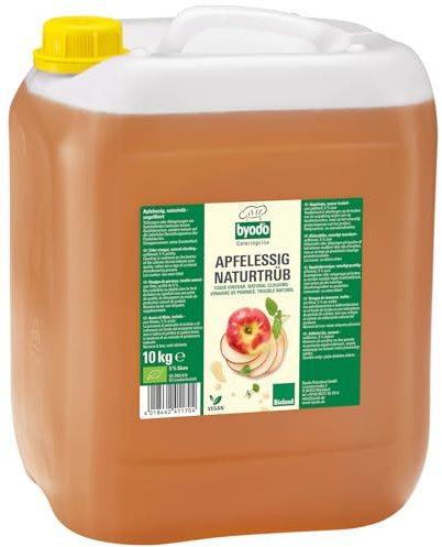 Byodo Bio Apfelessig naturtrüb, 10 kg Kanister - Organischer Essig, Großgebinde, Vegan, Glutenfrei, Ideal für Dressings & Marinaden