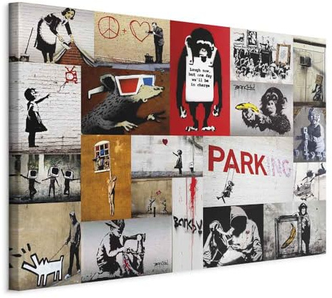 B&D XXL - Leinwandbild Graffiti Mural Street, 90x60 cm, 1-teilig, modern | Hochwertige Leinwand, sofort aufhängbar, ideal fürs Wohn- oder Schlafzimmer, wasserfest und lichtecht, langlebig, stilvoll