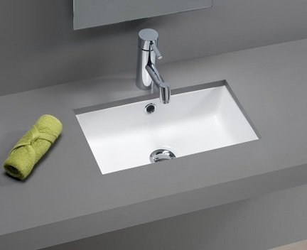 Sanindusa Lavabo Bajo Encimera Unisan de Porcelana Blanca Agres !! Mini !! de 440x260x150mm. Compatible con Muebles de baño con Fondo reducido de Unos 40cm.