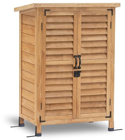 MCombo Gartenschrank Geräteschuppen Werkzeugschrank Outdoor-Schrank Gartenbox 0690, aus Holz Natur, 47 X 63 X 96 cm