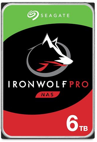 Seagate 6TB IronWolf Pro 3.5 inch 7200 RPM Internal Hard Drive for 1-16 Bay NAS Systems (256MB Cache, 300TB/Year Workload Rate, up to 214MB/s) - Silver