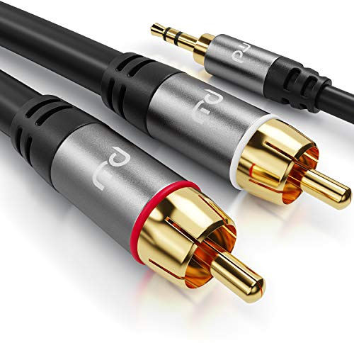 CSL - 3m Cinchkabel Stereo 3,5mm Klinke zu 2X Cinch - AUX Eingänge Audio 3,5mm Klinken Stecker zu 2X Cinch RCA Stecker - Metellgehäuse vergoldet Audiokabel doppelt geschirmt