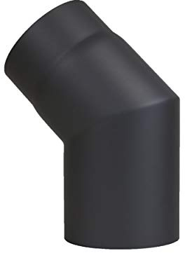 LANZZAS Ofenrohr Bogen 45° starr - im Durchmesser Ø 120 mm - Farbe: schwarz - Rauchrohr/Knie Bogen