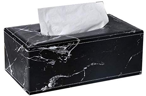 LOVIVER Tücherbox Taschentücher Box Kosmetiktücherbox Taschentuchbox Tuchspender, 25 x 14 x 9,5 cm, Schwarz Marmor