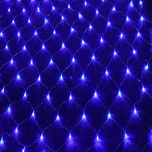 Solar Net String Lights,KINGCOO Waterproof 1.5Mx2M 120LED Net Mesh Solar Powered Fairy Icicle String Lights for Outdoor Indoor Garden Christmas Wedding Party Decorations (Blue)